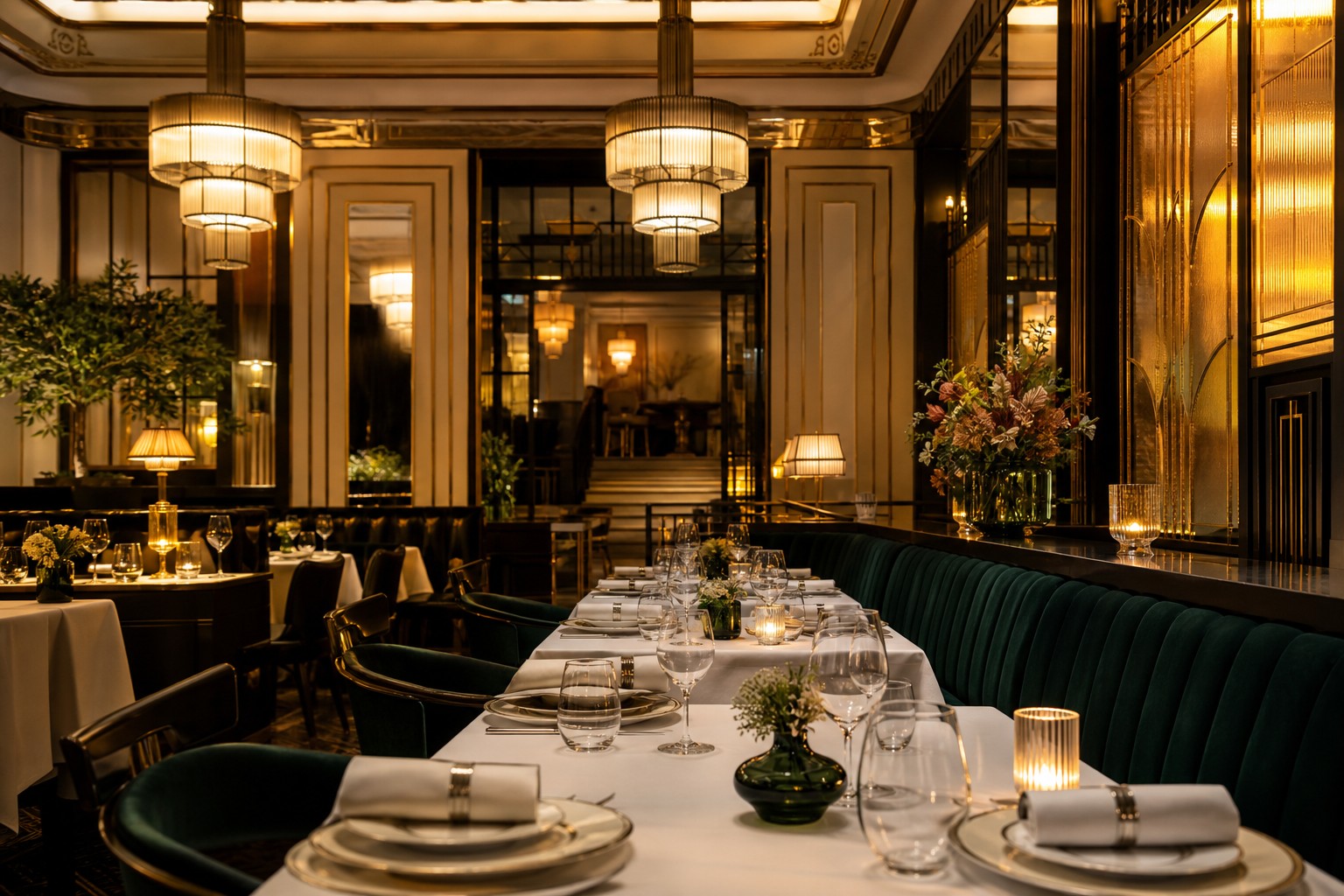 Elegantně prostřený stůl v restauraci Erikrodhe
